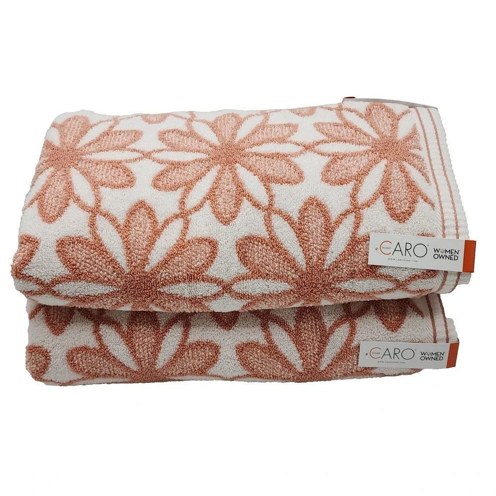 Caro Home Daisy Days Floral Cotton Towel Set 6pc Warm Clay Rose Fall Harvest